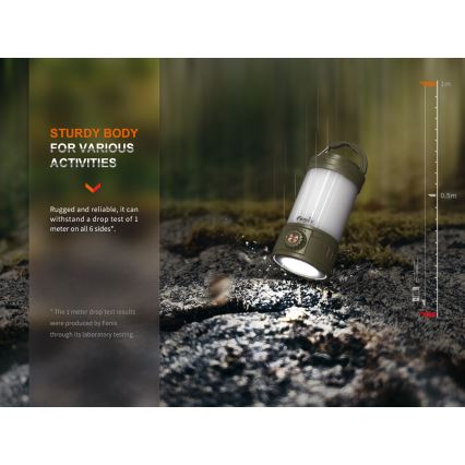 Fenix CL26RPROOLI - Candeeiro LED portátil com regulação LED/USB IP66 650 brilhante 408 h 5000 mAh verde