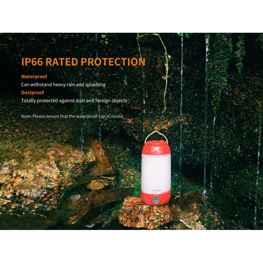 Fenix CL26RRED - Candeeiro portátil recarregável LED com regulação LED/USB/2xCR123A IP66 400 brilhante 400 h 2600 mAh laranja