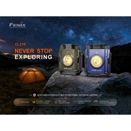 Fenix CL27RGRE - Iluminação LED com regulação LED/USB IP66 1600 brilhante 285 h 5000 mAh