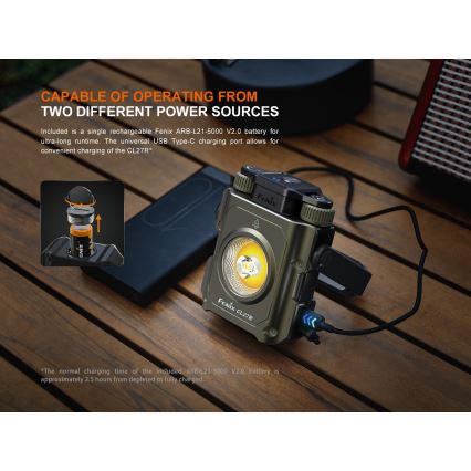 Fenix CL27RGRE - Iluminação LED com regulação LED/USB IP66 1600 brilhante 285 h 5000 mAh