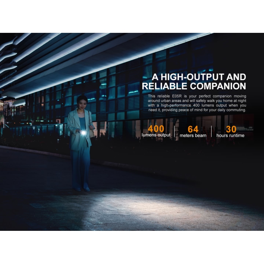 Fenix E05RBLC - Lanterna recarregável LED LED/USB IP68 400 lm 30 hrs