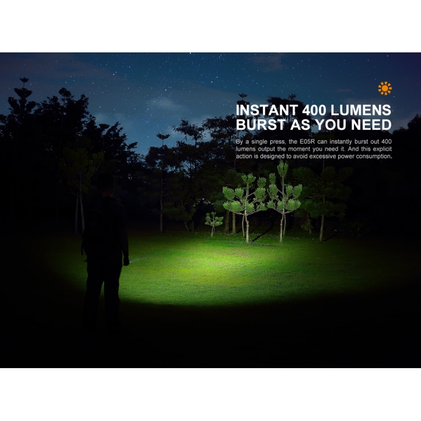 Fenix E05RBLC - Lanterna recarregável LED LED/USB IP68 400 lm 30 hrs