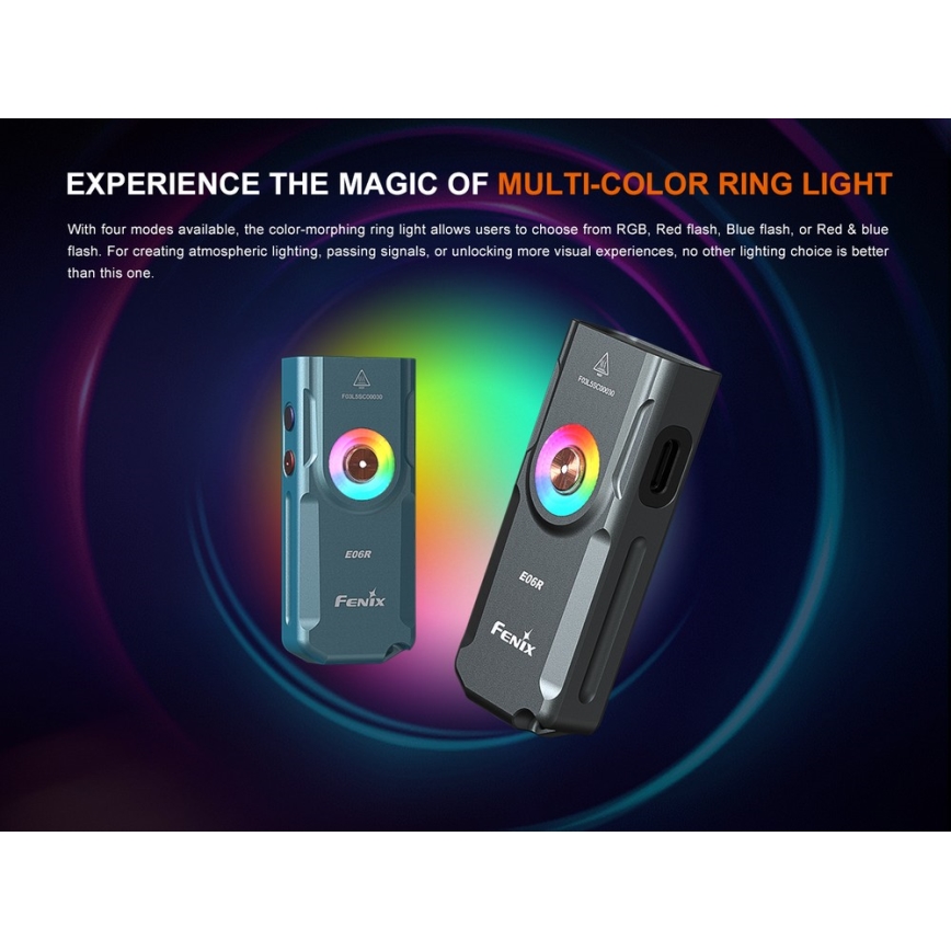 Fenix E06RGRY - Lanterna LED com regulação UV LED/USB IP66 700 brilhante 60 h 750 mAh cinzento