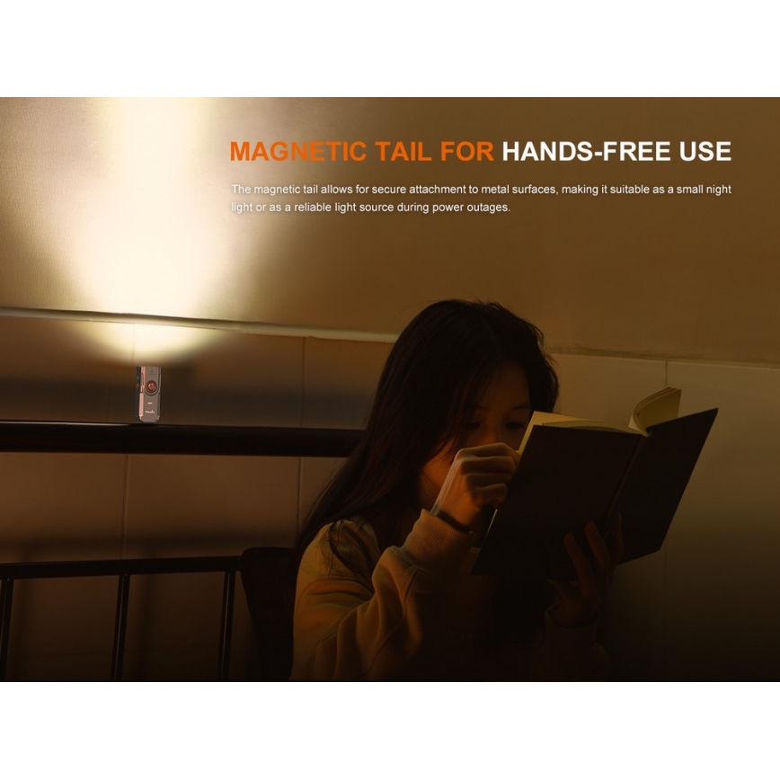 Fenix E06RGRY - Lanterna LED com regulação UV LED/USB IP66 700 brilhante 60 h 750 mAh cinzento