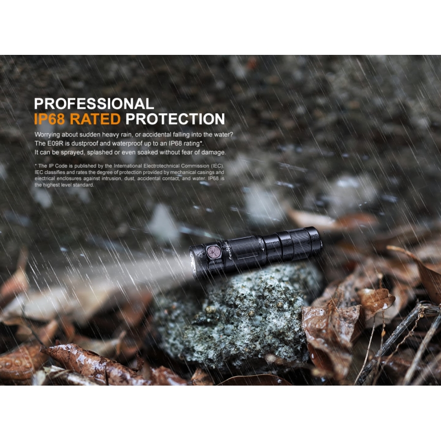 Fenix E09R - Lanterna recarregável LED LED/USB IP68 600 lm 70 hrs