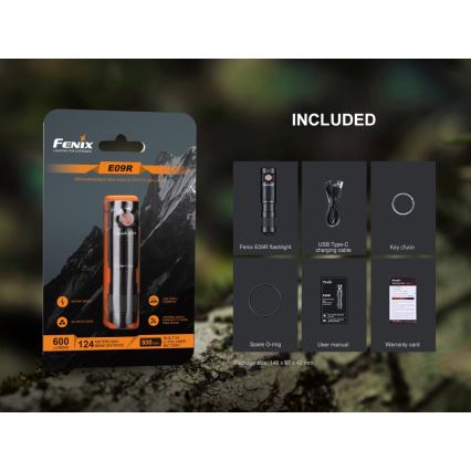 Fenix E09R - Lanterna recarregável LED LED/USB IP68 600 lm 70 hrs