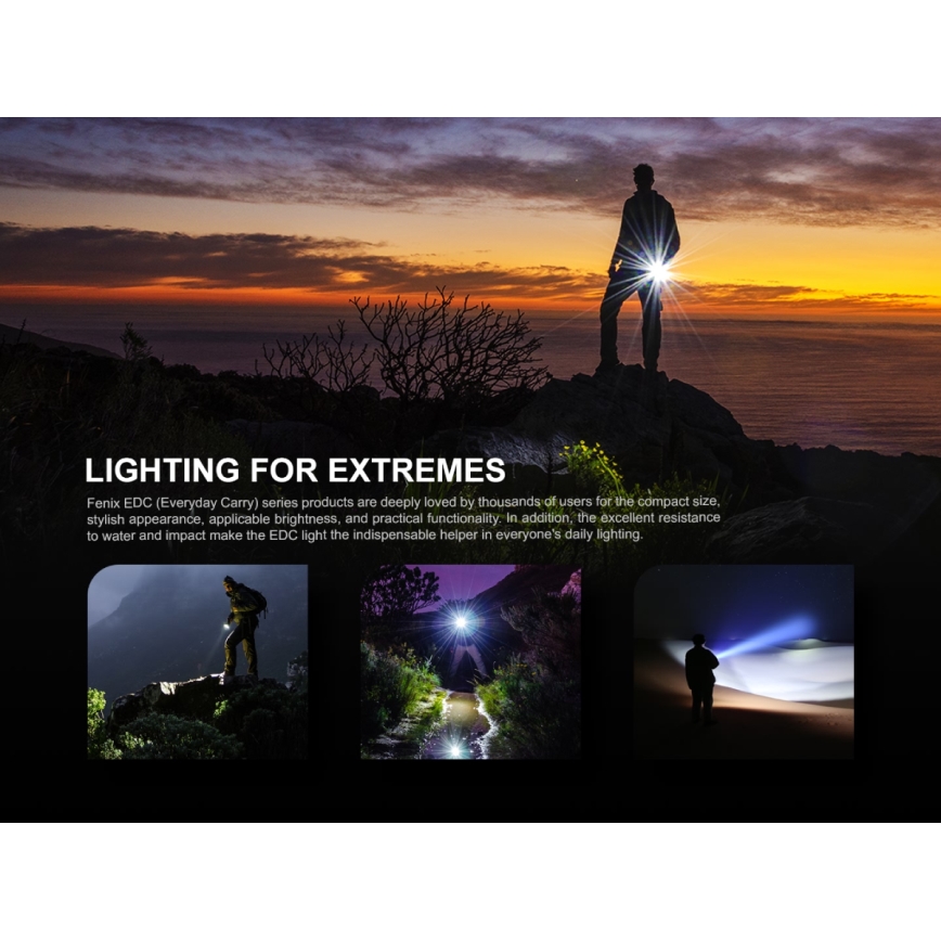 Fenix E09R - Lanterna recarregável LED LED/USB IP68 600 lm 70 hrs