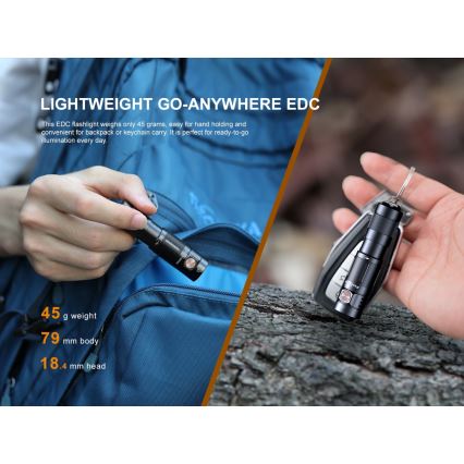 Fenix E09R - Lanterna recarregável LED LED/USB IP68 600 lm 70 hrs