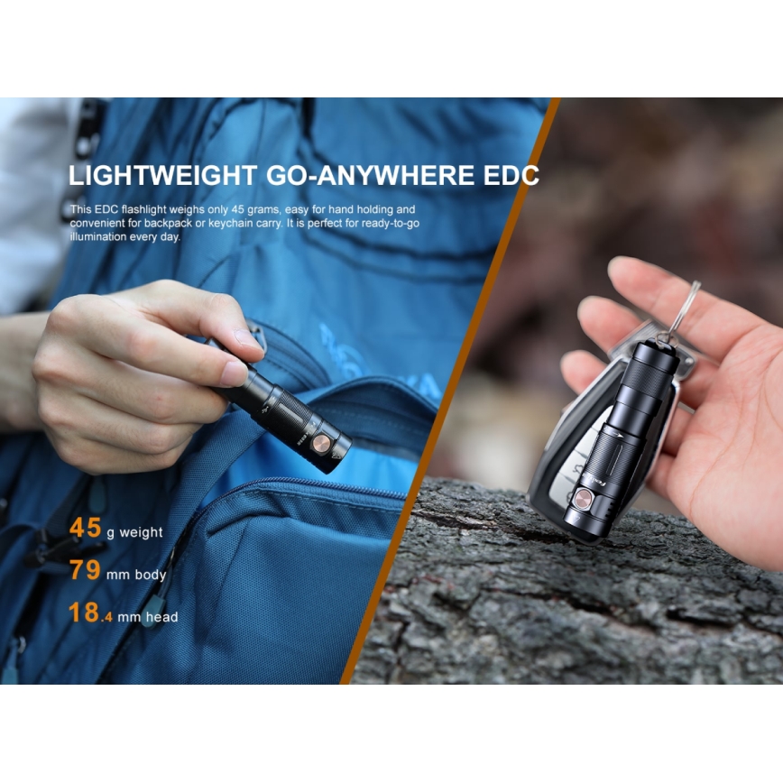 Fenix E09R - Lanterna recarregável LED LED/USB IP68 600 lm 70 hrs