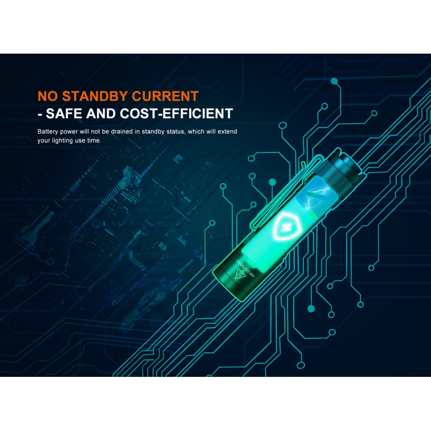 Fenix E12V30 - Lanterna LED recarregável com regulação de brilho LED/1xAA 2000 mAh IP68 200 lm 100 h preta