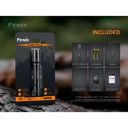 Fenix E20V20 - Lanterna LED LED/2xAA IP68 350 lm 200 hrs