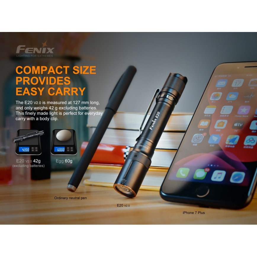 Fenix E20V20 - Lanterna LED LED/2xAA IP68 350 lm 200 hrs