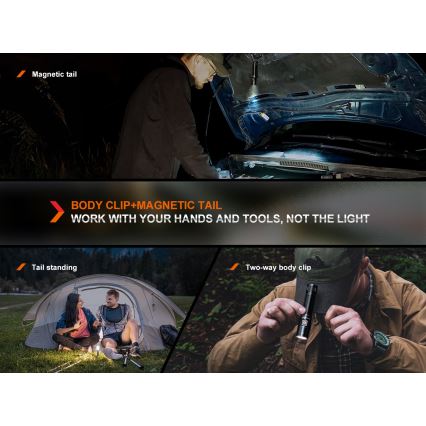 Fenix E28RV20 - Lanterna LED com regulação LED/USB/2xCR123A IP68 1700 brilhante 260 h 3400 mAh