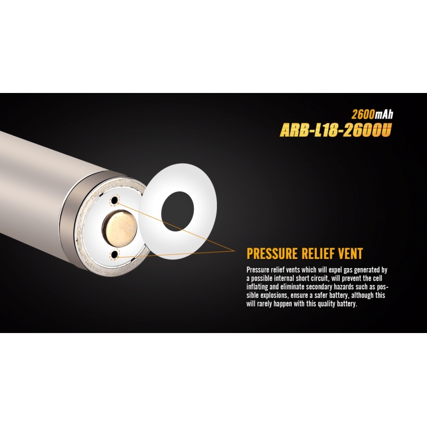 Fenix FE18650LI26USB - 1pc Bateria recarregável USB/3,6V 2600 mAh