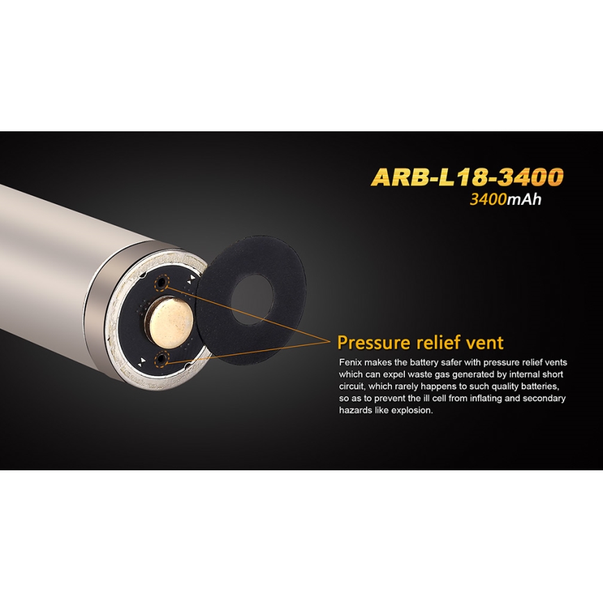 Fenix FE18650LI34 - 1 unidade Bateria recarregável 18650/3,6 V 3400 mAh