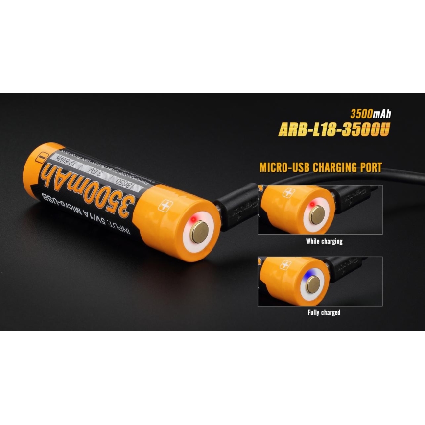 Fenix FE18650LI35USB - 1 unidade Bateria recarregável USB/3,6V 3500 mAh