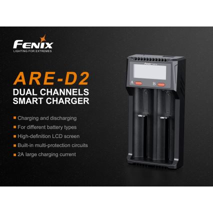 Fenix FENARED2 - Carregador de pilhas 2xLi-ion/AAA/AA/C 5V