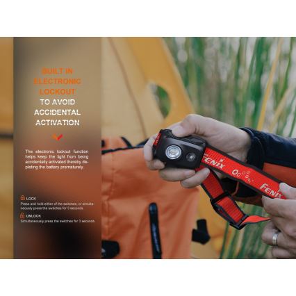 Fenix HL16V2BLK - LED Lanterna de cabeça LED/3xAAA IP66 450 lm 200 h preto/laranja