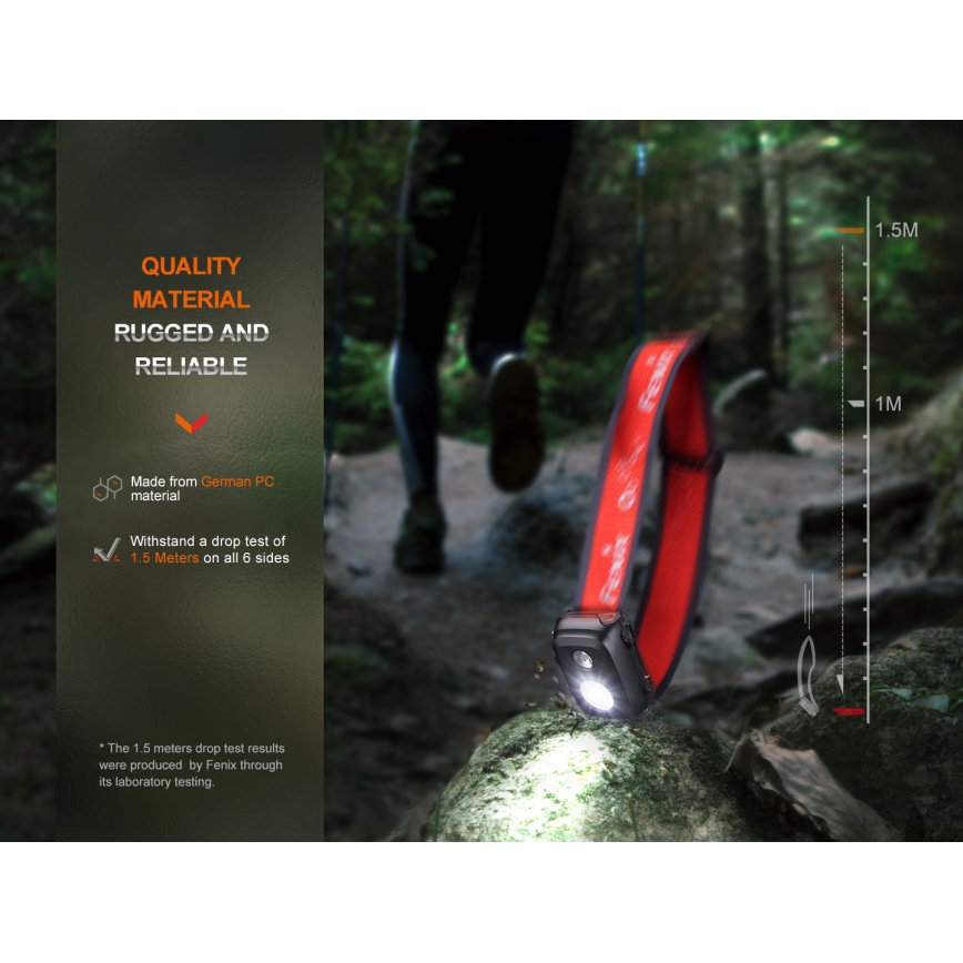 Fenix HL16V2BLK - LED Lanterna de cabeça LED/3xAAA IP66 450 lm 200 h preto/laranja