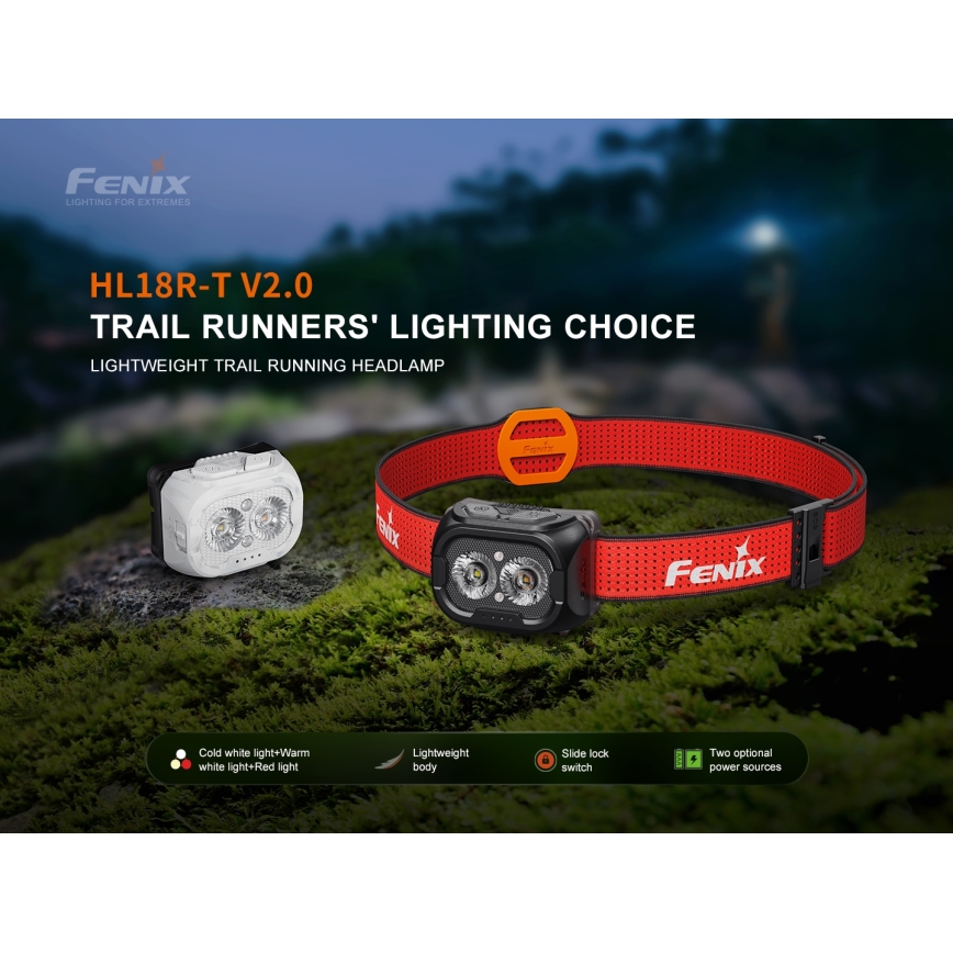 Fenix HL18RTV20BLC - Lanterna de cabeça LED com regulação LED/USB/3xAAA IP66 800 lm 160 h 1900 mAh preto/laranja