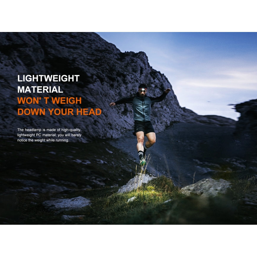 Fenix HL18RTV20BLC - Lanterna de cabeça LED com regulação LED/USB/3xAAA IP66 800 lm 160 h 1900 mAh preto/laranja