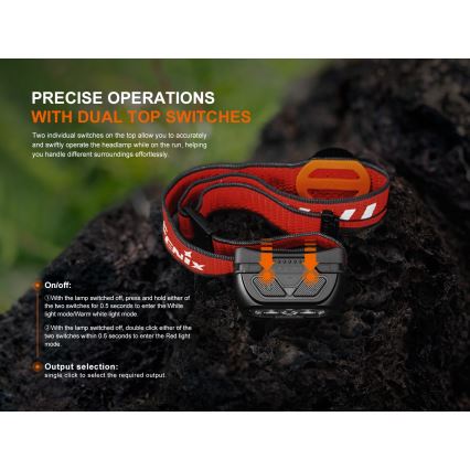 Fenix HL18RTV20WHT - LED Regulação recarregável lanterna de cabeça LED/USB IP66 800 brilhante 160 h branco/preto