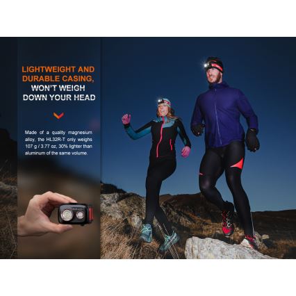 Fenix HL32RTRED - Lanterna de cabeça recarregável LED LED/USB/3xAAA IP66 800 lm 300 h vermelho/laranja