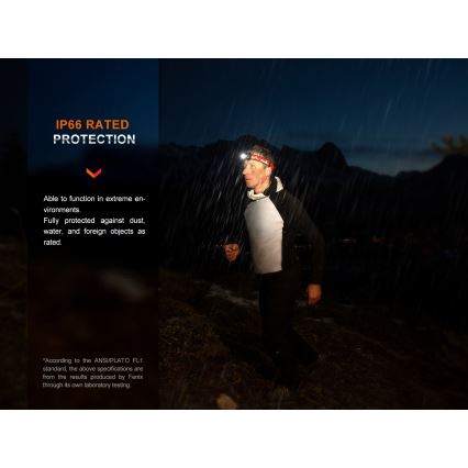 Fenix HL32RTRED - Lanterna de cabeça recarregável LED LED/USB/3xAAA IP66 800 lm 300 h vermelho/laranja