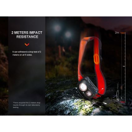 Fenix HL32RTRED - Lanterna de cabeça recarregável LED LED/USB/3xAAA IP66 800 lm 300 h vermelho/laranja