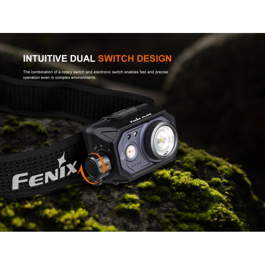 Fenix HL45R - LED Regulação recarregável focagem lanterna de cabeça LED/USB IP66 1000 brilhante 240 h preto
