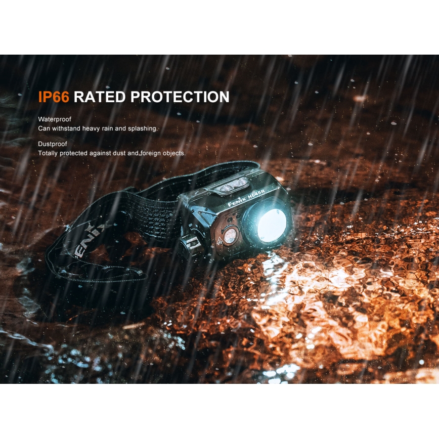 Fenix HL45R - LED Regulação recarregável focagem lanterna de cabeça LED/USB IP66 1000 brilhante 240 h preto