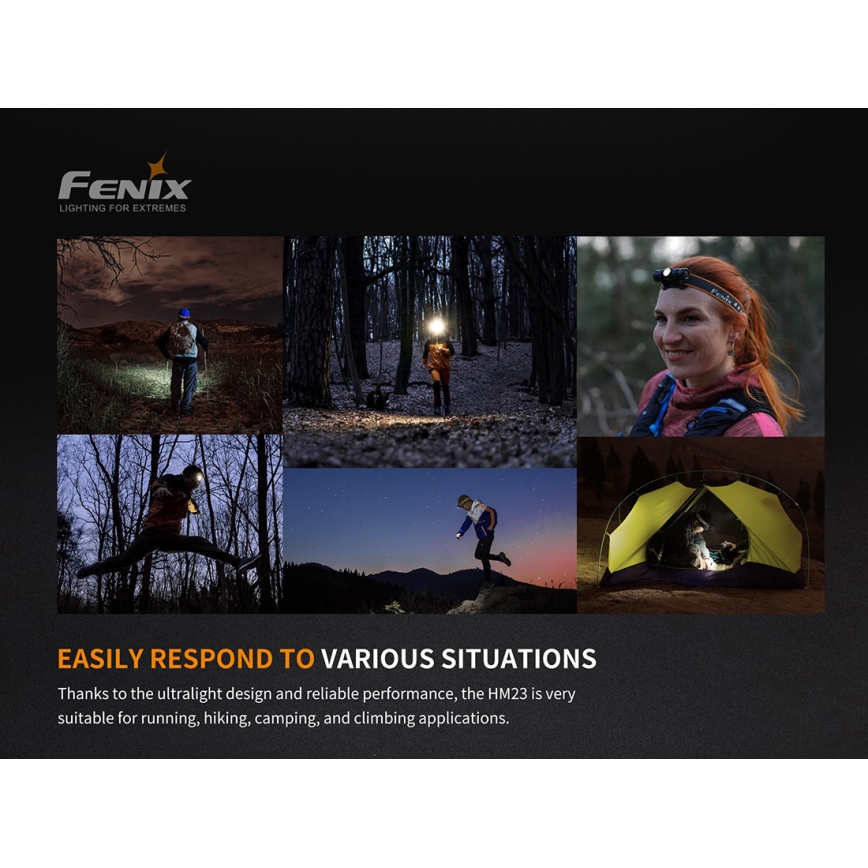 Fenix HM23 - Lanterna de cabeça LED LED/1xAA IP68 240 lm 100 hrs