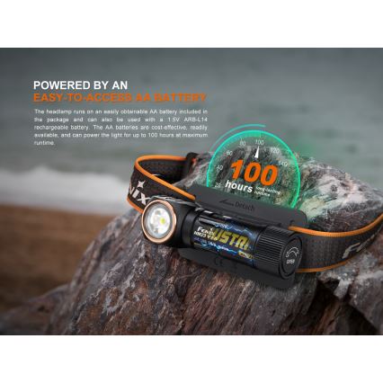 Fenix HM23V20 - LED Regulação lanterna de cabeça LED/1xAA IP68 300 lm 100 h