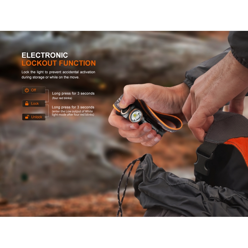 Fenix HM23V20 - LED Regulação lanterna de cabeça LED/1xAA IP68 300 lm 100 h