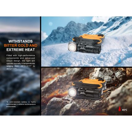 Fenix HM23V20 - LED Regulação lanterna de cabeça LED/1xAA IP68 300 lm 100 h