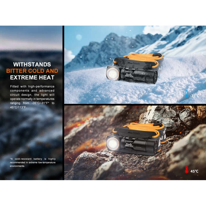 Fenix HM23V20 - LED Regulação lanterna de cabeça LED/1xAA IP68 300 lm 100 h