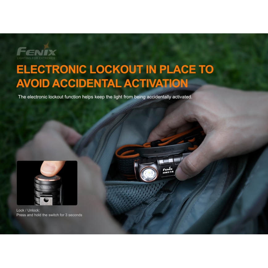 Fenix HM51RV20 - Lanterna de cabeça recarregável LED 3xLED/1xCR123A/USB IP68 700 lm 120 h 700 m