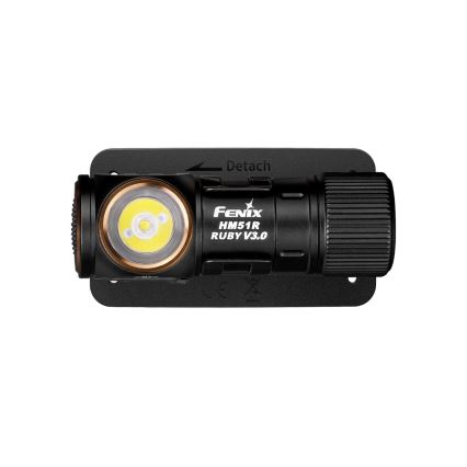 Fenix HM51RV30 - Lanterna frontal recarregável LED com controle de intensidade LED/USB/1xCR123A 950 mAh IP68 860 lm 125 h laranja