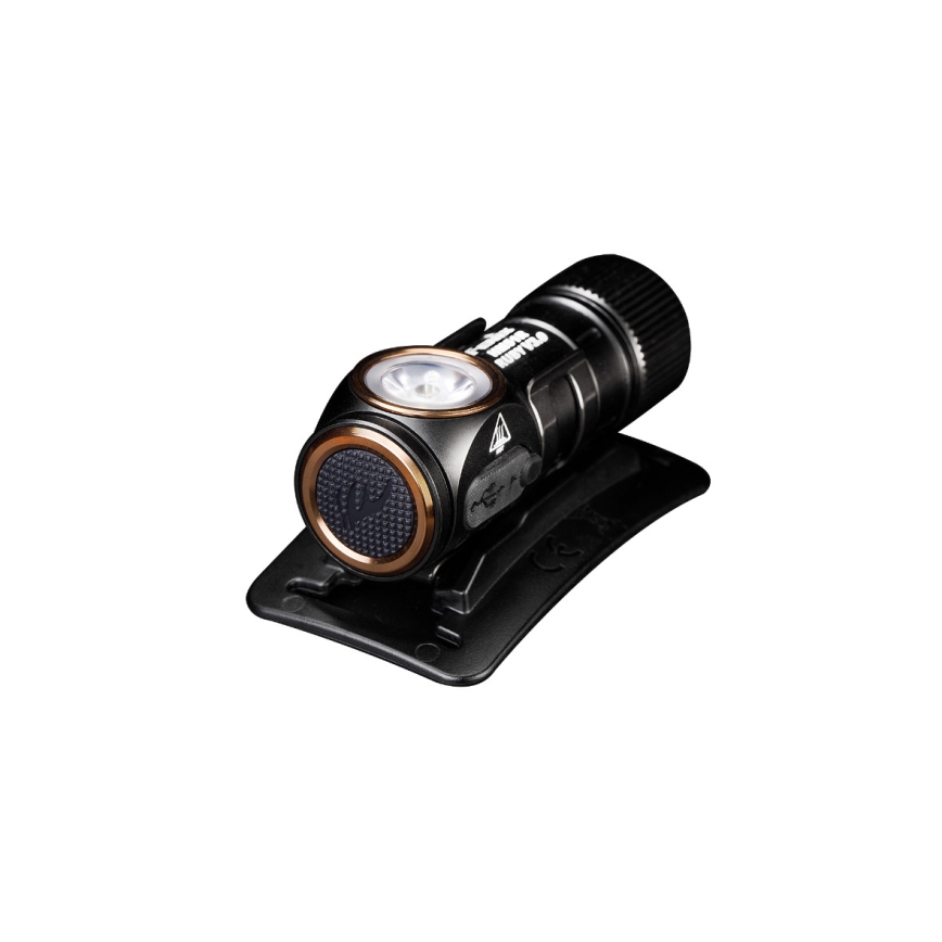 Fenix HM51RV30 - Lanterna frontal recarregável LED com controle de intensidade LED/USB/1xCR123A 950 mAh IP68 860 lm 125 h laranja