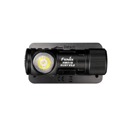 Fenix HM51RV3ABL - Lanterna frontal recarregável com LED e regulação de intensidade LED/USB/1xCR123A 950 mAh IP68 860 lm 125 h preta
