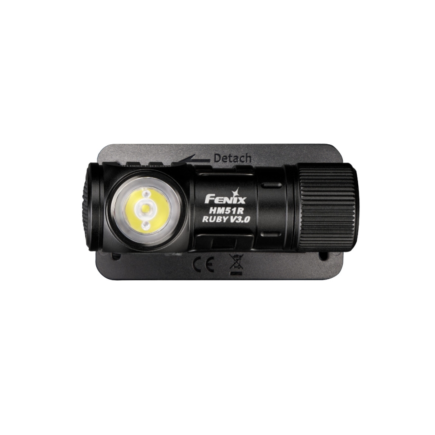 Fenix HM51RV3ABL - Lanterna frontal recarregável com LED e regulação de intensidade LED/USB/1xCR123A 950 mAh IP68 860 lm 125 h preta