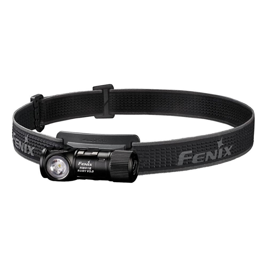Fenix HM51RV3ABL - Lanterna frontal recarregável com LED e regulação de intensidade LED/USB/1xCR123A 950 mAh IP68 860 lm 125 h preta