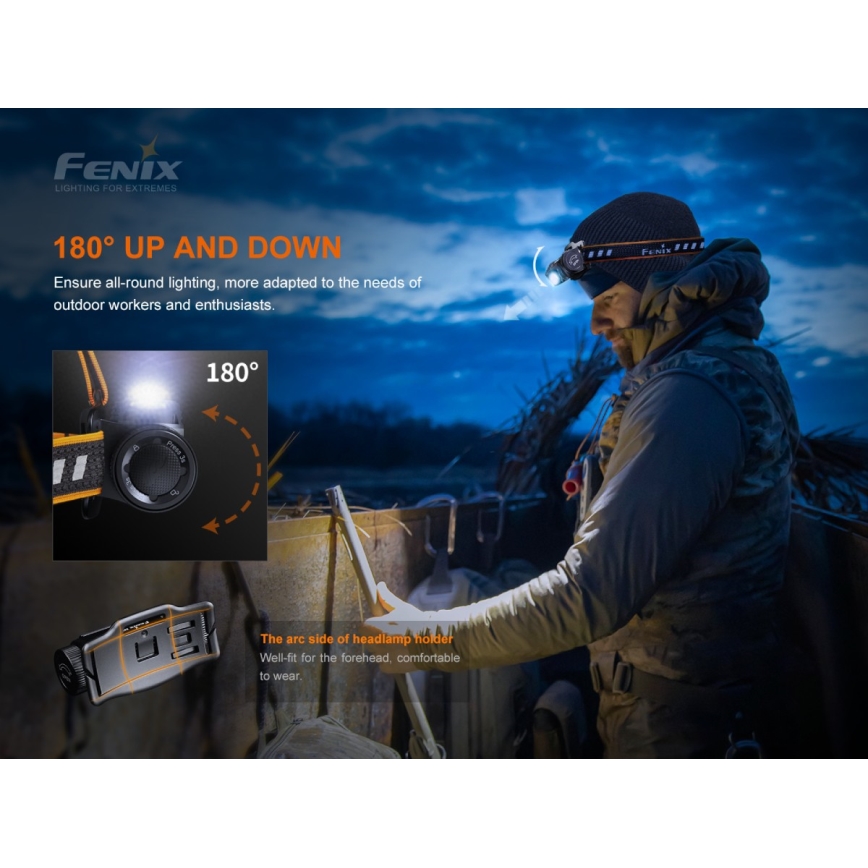 Fenix HM60R - Lanterna de cabeça LED com regulação 4xLED/USB/2xCR123A IP68 1300 brilhante 300 h 3400 mAh