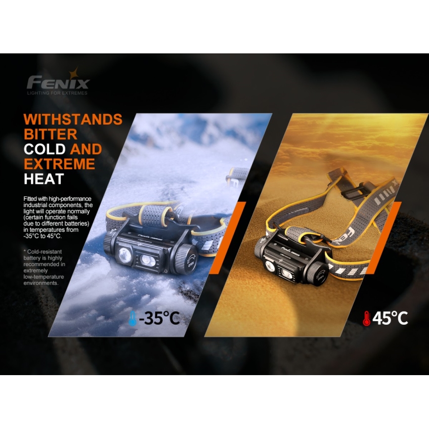 Fenix HM60R - Lanterna de cabeça LED com regulação 4xLED/USB/2xCR123A IP68 1300 brilhante 300 h 3400 mAh