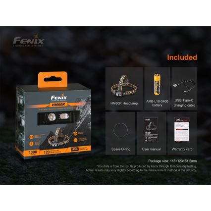 Fenix HM60R - Lanterna de cabeça LED com regulação 4xLED/USB/2xCR123A IP68 1300 brilhante 300 h 3400 mAh