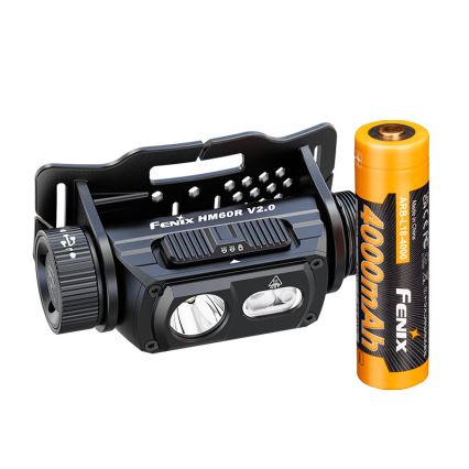 Fenix HM60RV20 - Lanterna de cabeça recarregável LED/USB com brilho ajustável, 4000 mAh, IP68, 1600 lm, 292 h, laranja