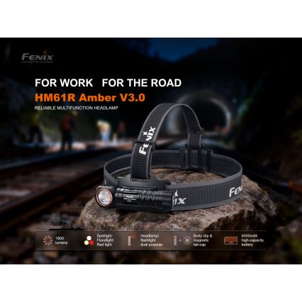 Fenix HM61RV30 - Lanterna frontal LED recarregável com intensidade regulável LED/USB/1xCR123A 4000 mAh IP68 1800 lm 400 h preta