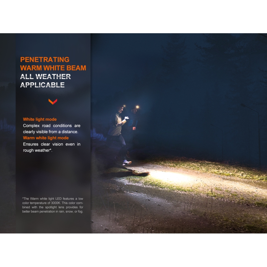 Fenix HM65RDTPRP - Lanterna de cabeça recarregável LED LED/USB IP68 1500 lm 300 h roxo/preto