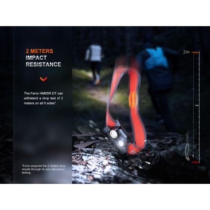 Fenix HM65RDTPRP - Lanterna de cabeça recarregável LED LED/USB IP68 1500 lm 300 h roxo/preto