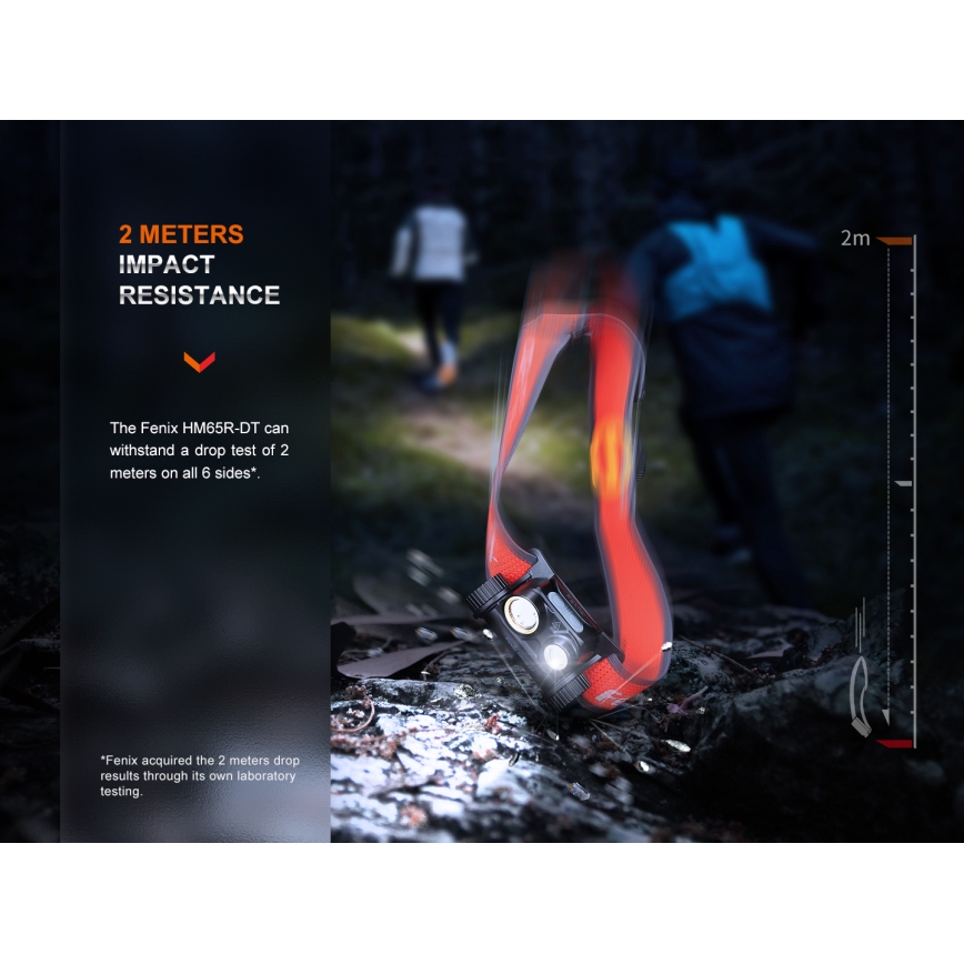 Fenix HM65RDTPRP - Lanterna de cabeça recarregável LED LED/USB IP68 1500 lm 300 h roxo/preto